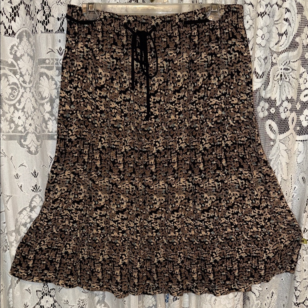 Carole Little Black and Brown Patterned A-Line Skirt